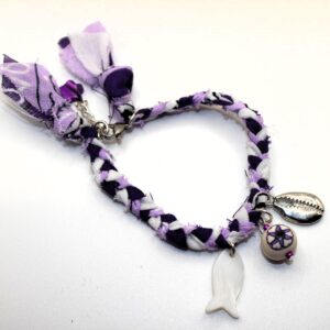 Bandana armband paars/wit/lila